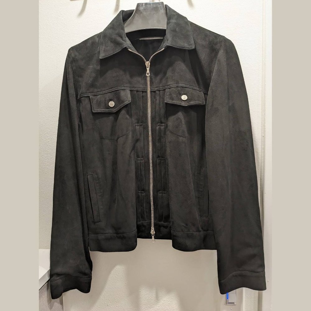 Officine Generale Black Suede Johan Zip Jacket